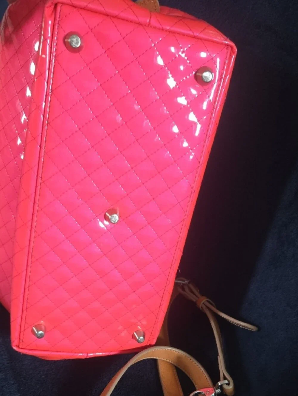 CONSUELA Rare Vintage Patent Pink Scream Candy Crush Quilted Tote *Discontinued*